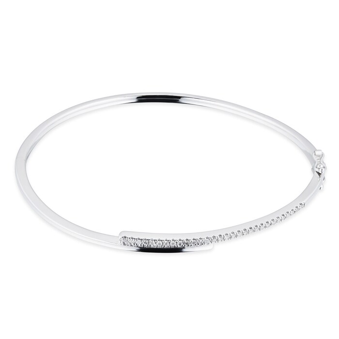 Goldsmiths 9ct White Gold 0.20cttw Diamond Bar Bangle