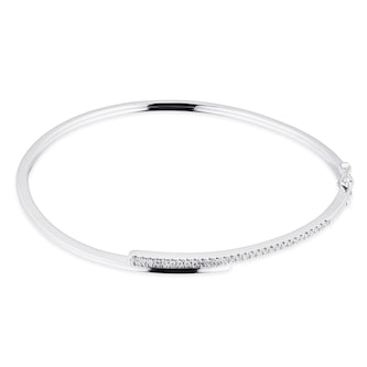 Goldsmiths 9ct White Gold 0.20cttw Diamond Bar Bangle