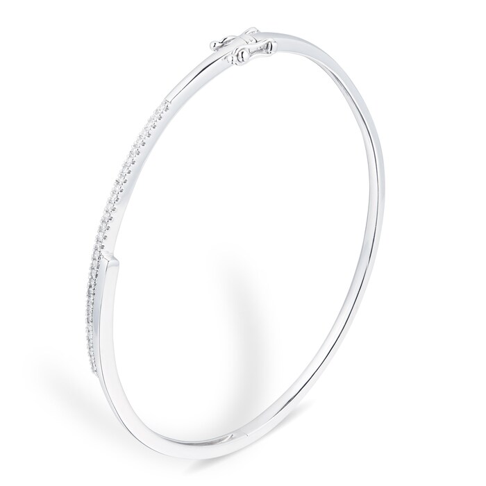 Goldsmiths 9ct White Gold 0.20cttw Diamond Bar Bangle