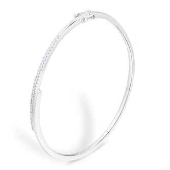 Goldsmiths 9ct White Gold 0.20cttw Diamond Bar Bangle