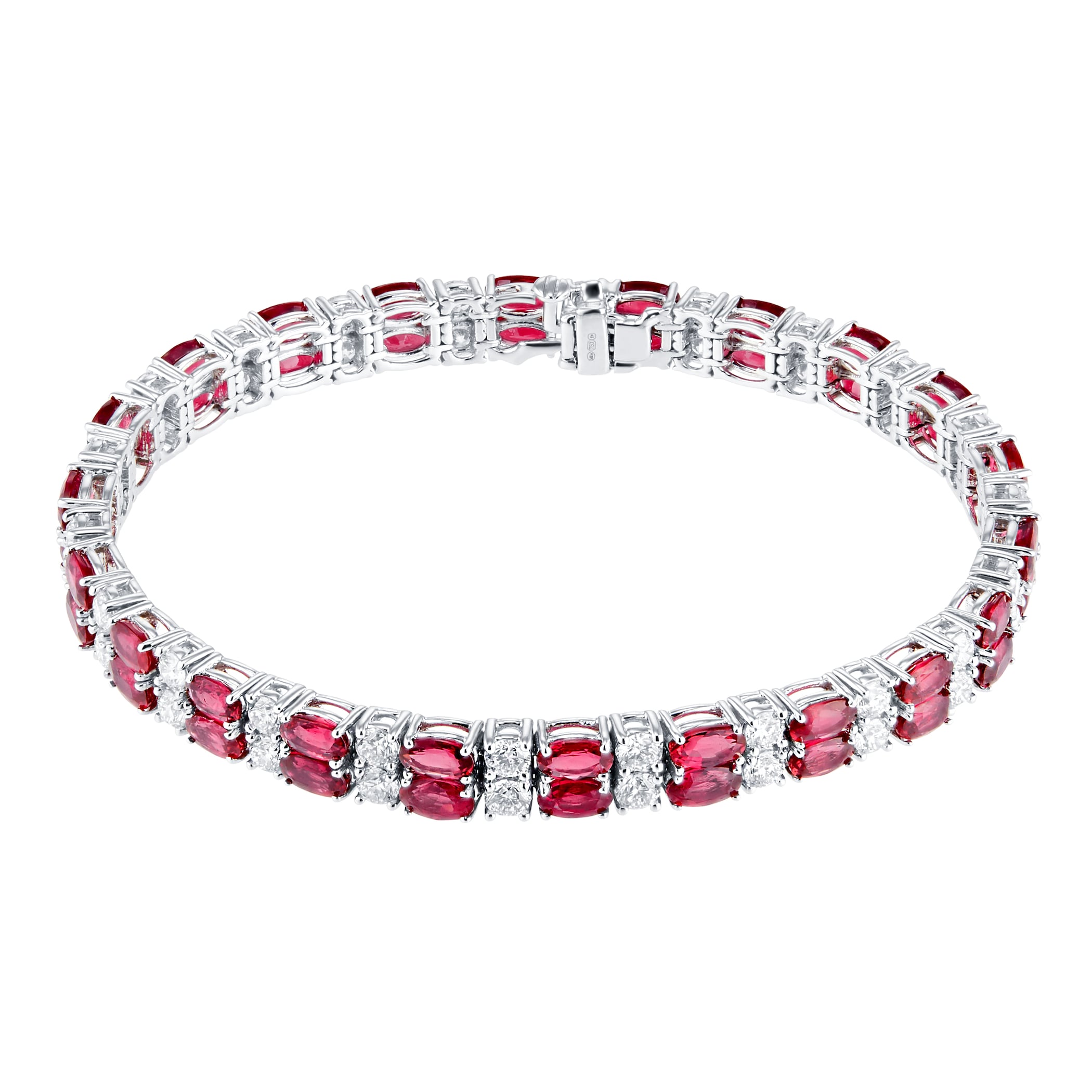 Mappin & Webb 18ct White Gold Ruby & Diamond Two Row Bracelet Mappin & Webb 18ct White Gold Ruby & Diamond Two Row Bracelet