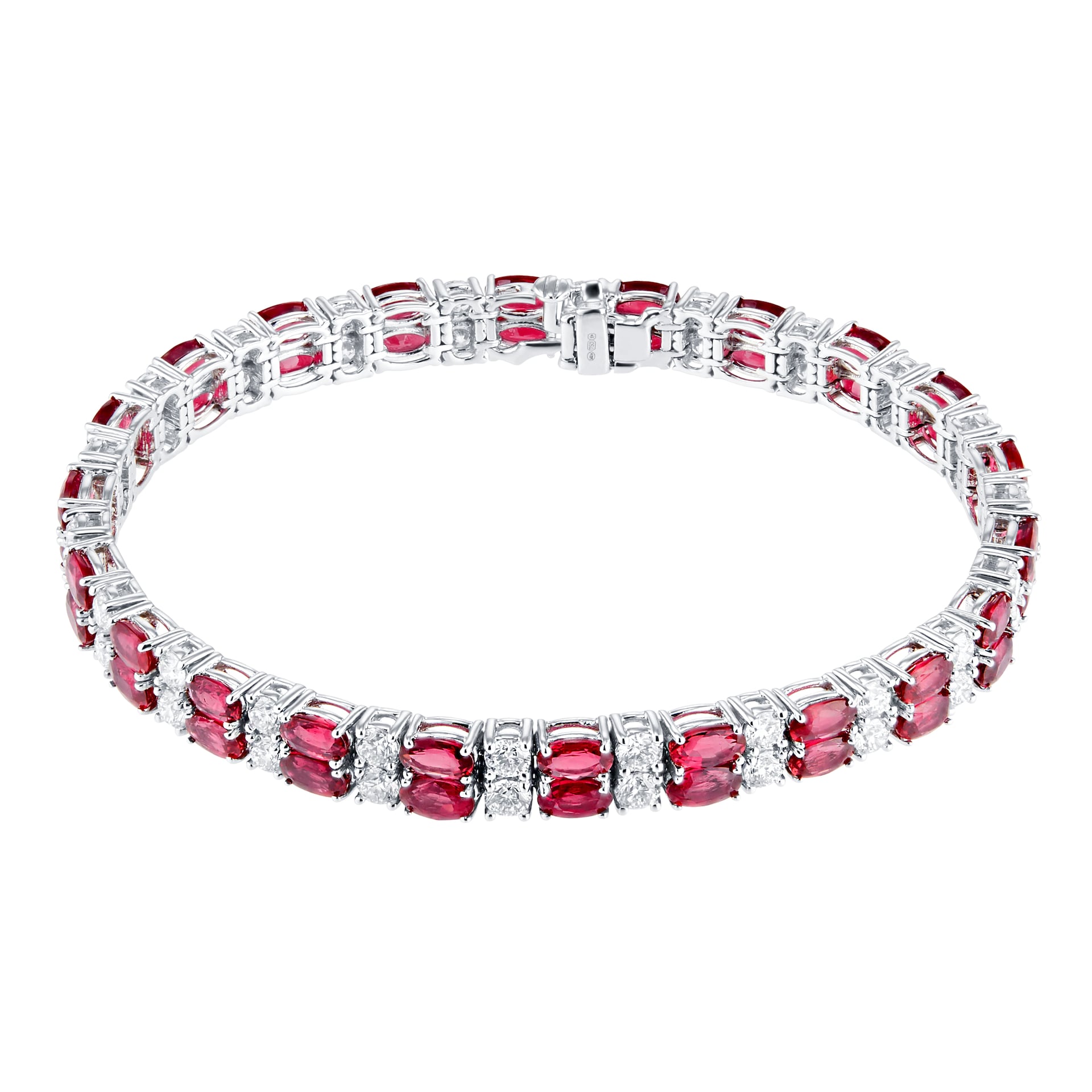 Mappin & Webb 18ct White Gold Ruby & Diamond Two Row Bracelet