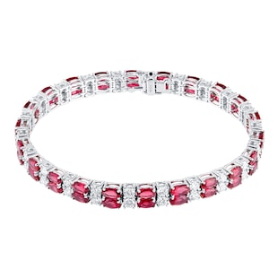 Mappin & Webb 18ct White Gold Ruby & Diamond Two Row Bracelet