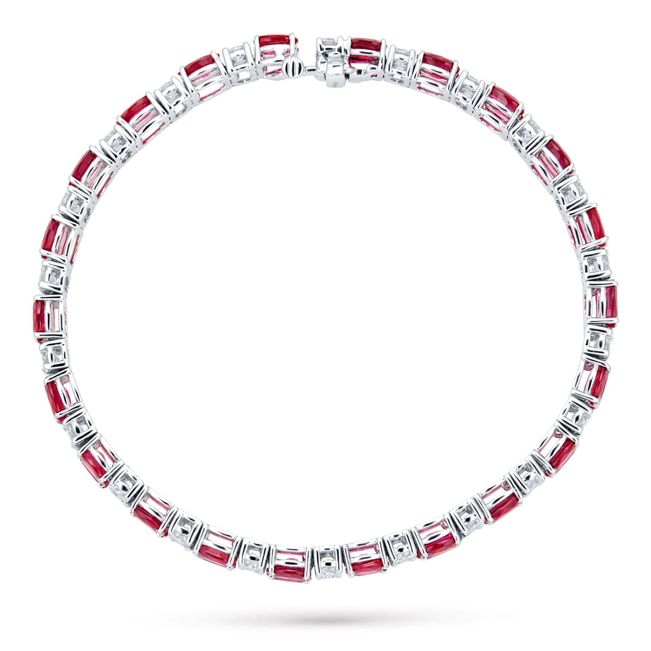 Mappin & Webb 18ct White Gold Ruby & Diamond Two Row Bracelet Mappin & Webb 18ct White Gold Ruby & Diamond Two Row Bracelet
