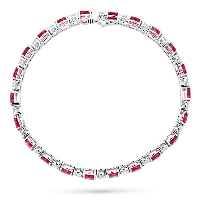 Mappin & Webb 18ct White Gold Ruby & Diamond Two Row Bracelet