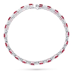 Mappin & Webb 18ct White Gold Ruby & Diamond Two Row Bracelet