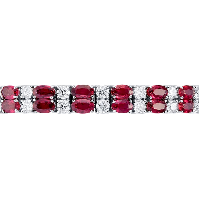 Mappin & Webb 18ct White Gold Ruby & Diamond Two Row Bracelet