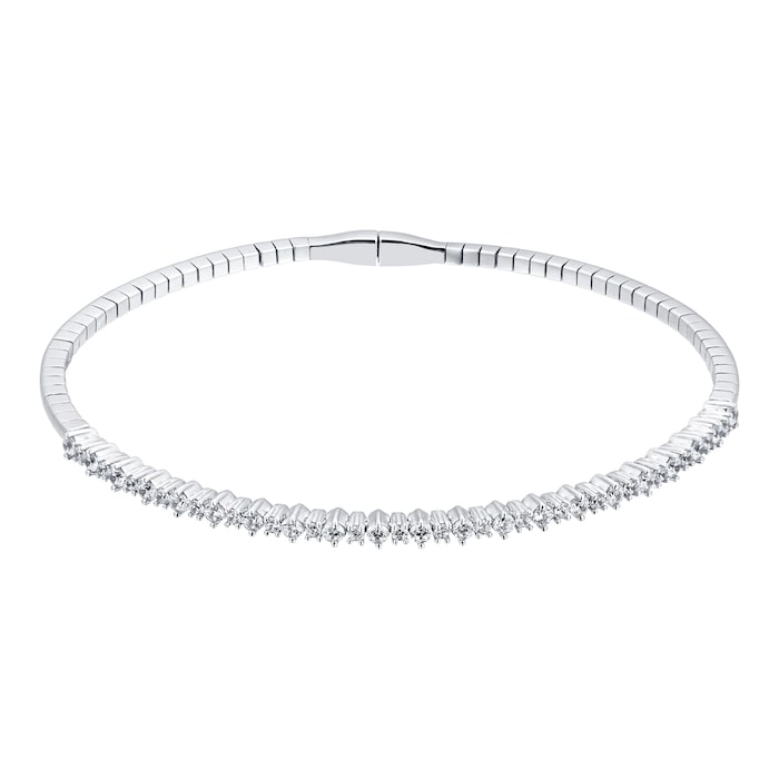 Goldsmiths 9ct White Gold 1.00cttw Diamond Flexi Bangle