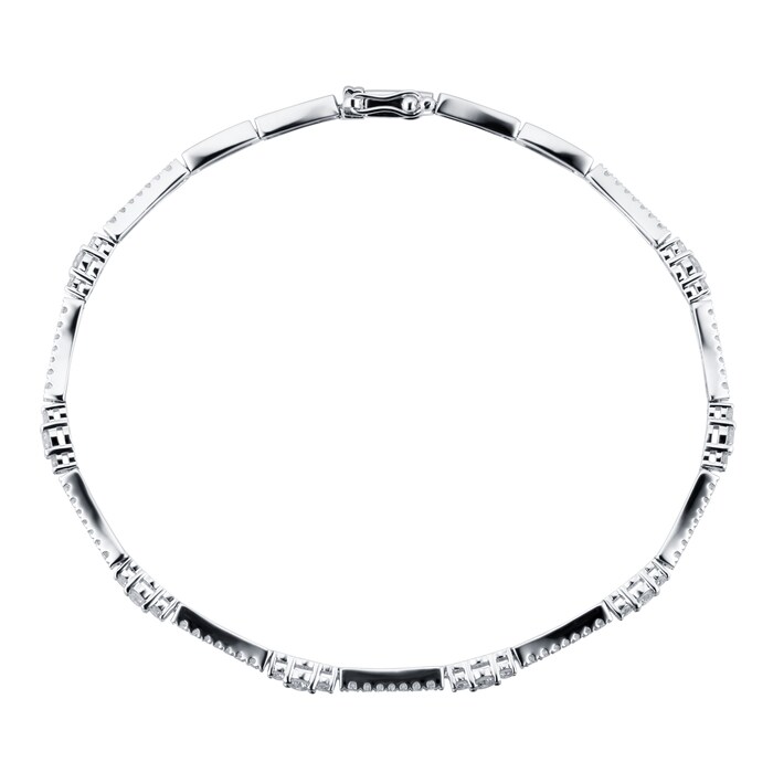 Goldsmiths 9ct White Gold 1.10cttw Diamond Link Bracelet