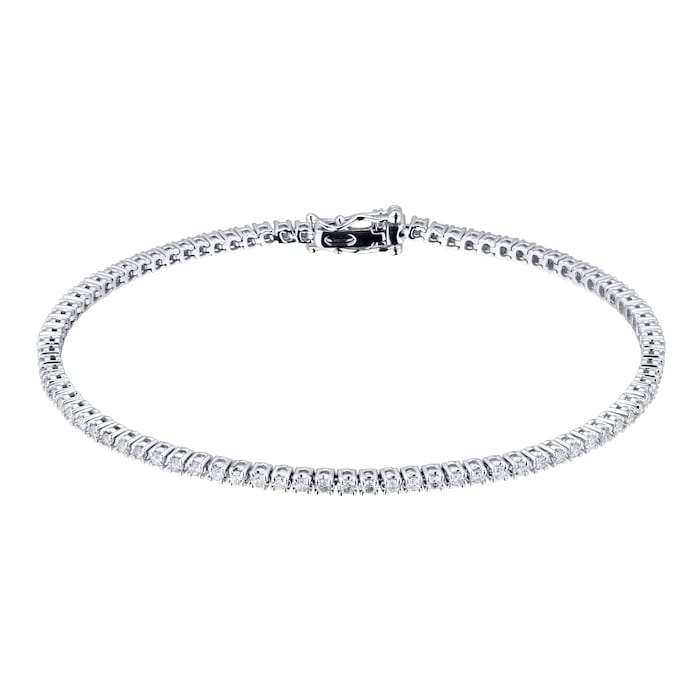 Goldsmiths 9ct White Gold 1.20cttw Diamond Line Bracelet