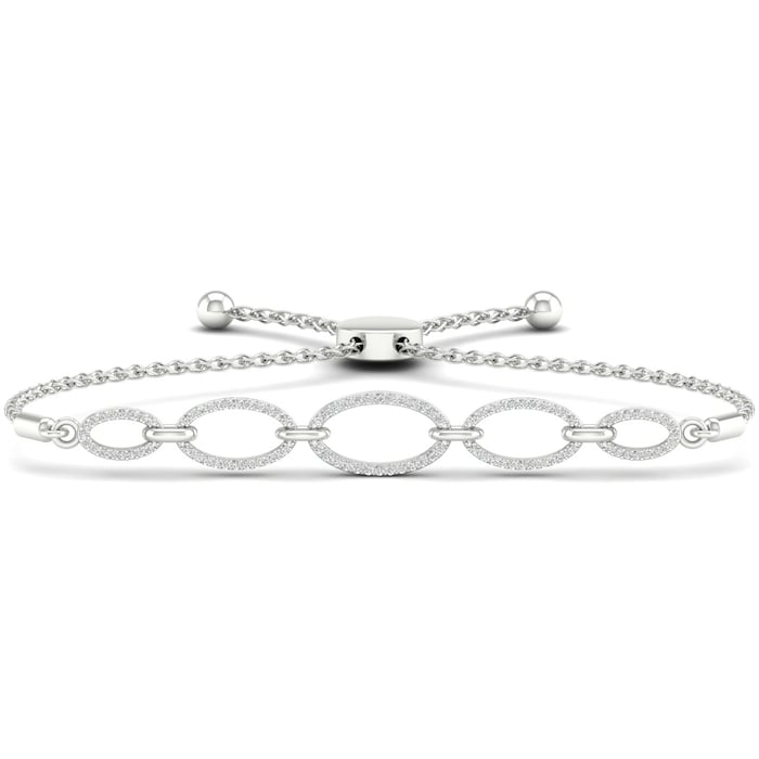 Goldsmiths 9ct White Gold 0.33cttw Oval Link Bangle