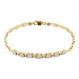 12110907 - 9ct Yellow Gold 0.50 ct Diamond Cluster Bracelet
