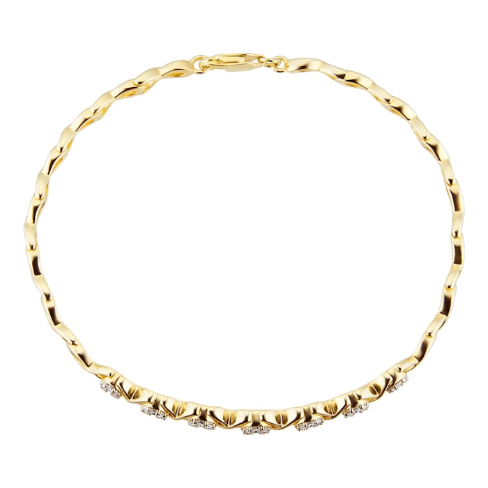 Goldsmiths 9ct Yellow Gold 0.50 ct Diamond Cluster Bracelet