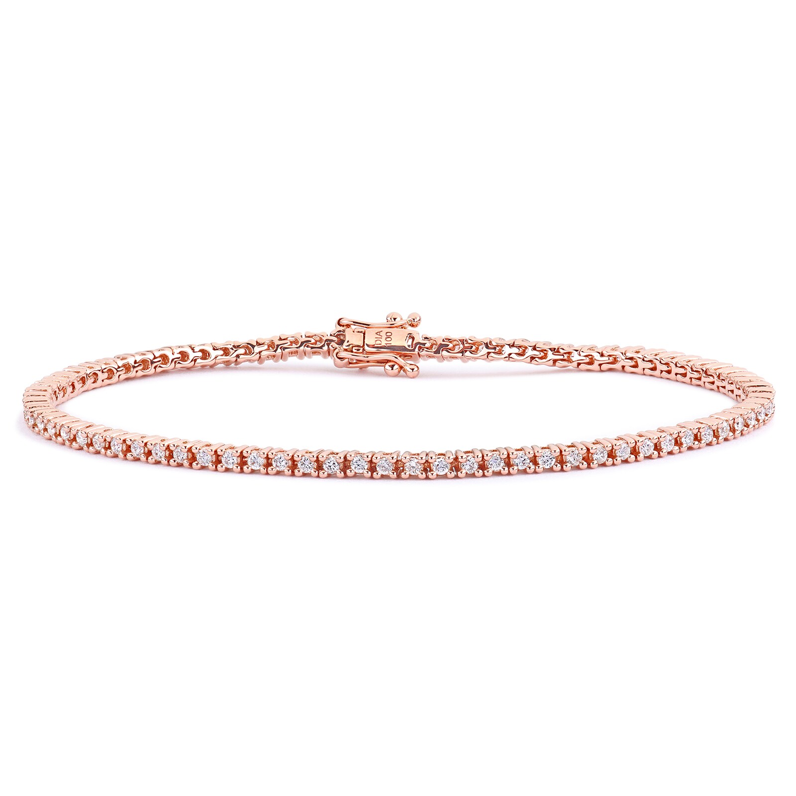 Goldsmiths 9ct Rose Gold 1.00cttw Diamond Line Bracelet PBC1219/9R ...