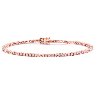 Goldsmiths 18ct Rose Gold 1.00cttw Diamond Line Bracelet Goldsmiths 18ct Rose Gold 1.00cttw Diamond Line Bracelet