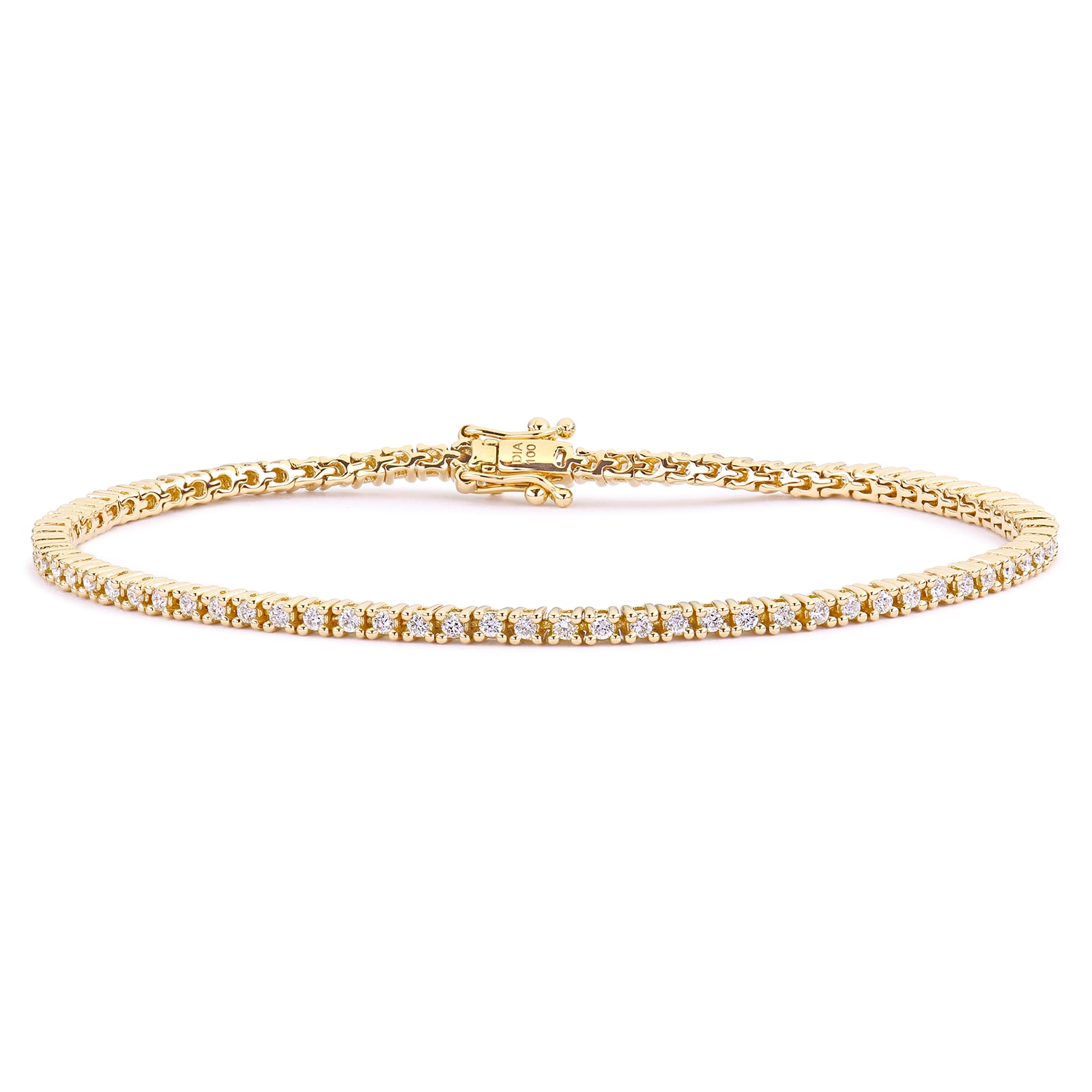 Goldsmiths 18ct Yellow Gold 1.00cttw Diamond Line Bracelet PBC1219/18Y ...