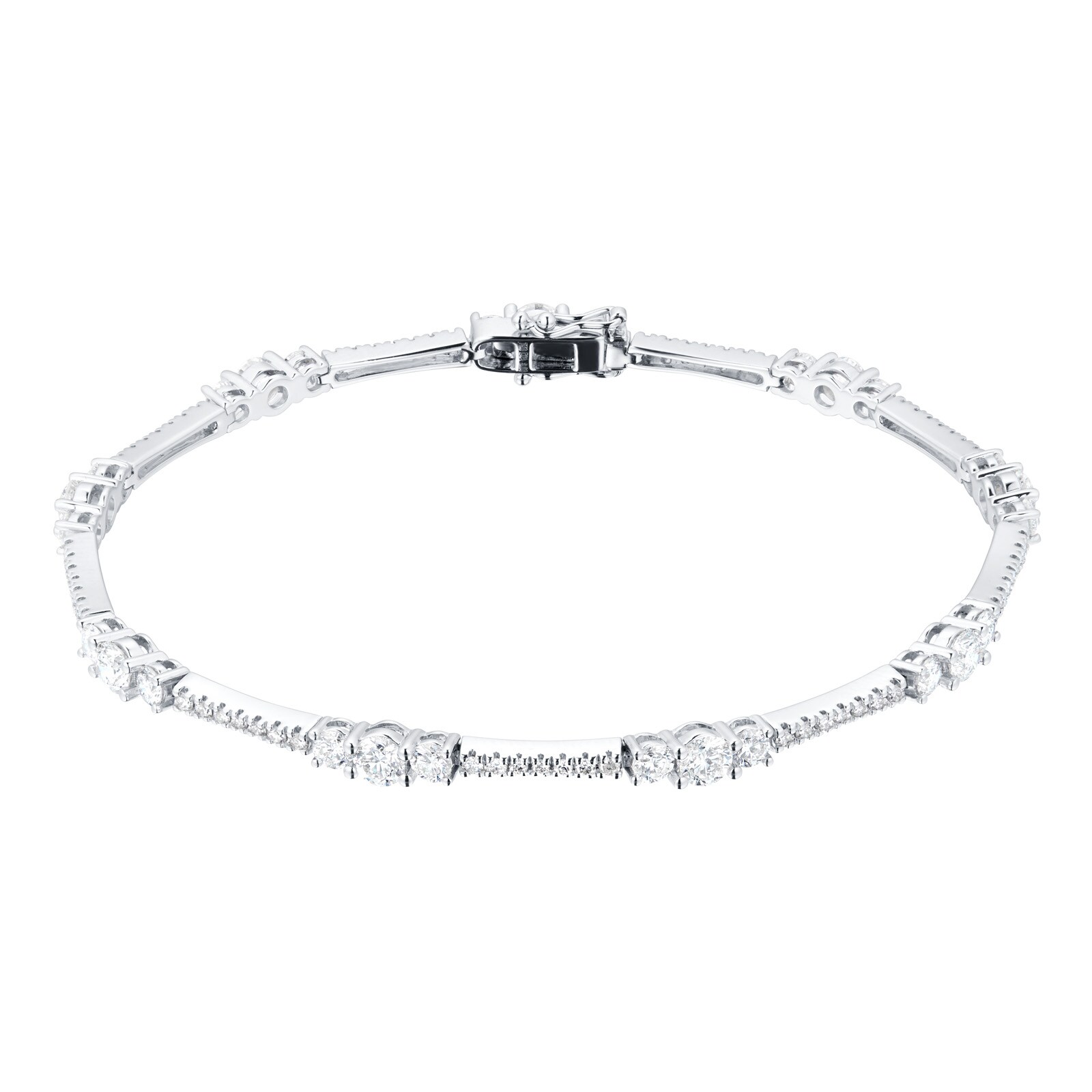 18ct White Gold 3.8cttw Diamond Graduated Tennis Bracelet