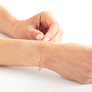 Goldsmiths 9ct Yellow Gold 0.25ct Diamond Dangle Bracelet