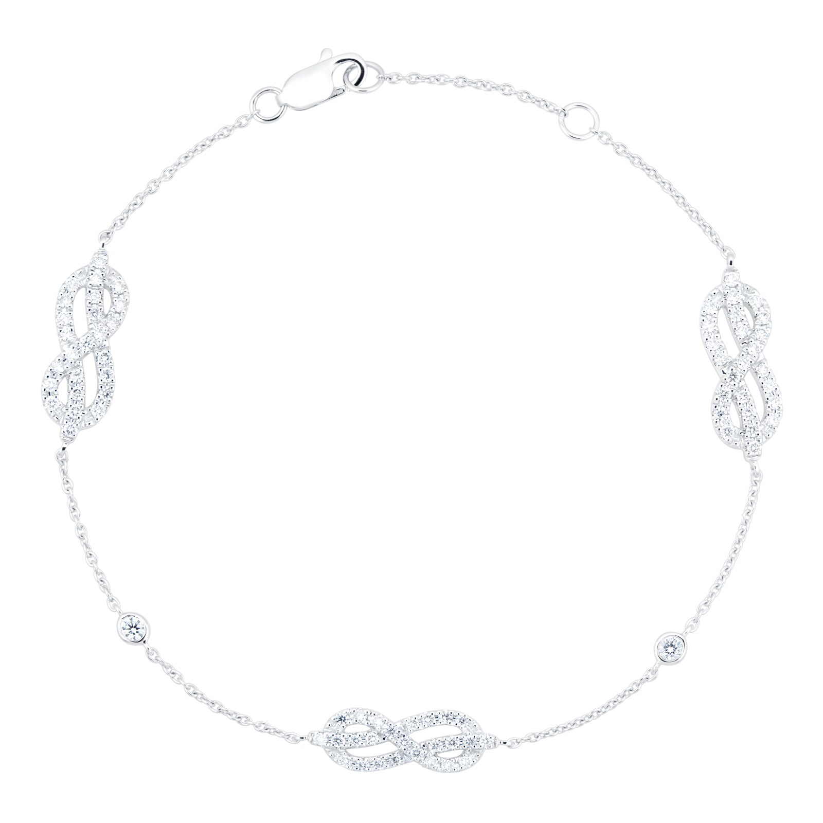 Goldsmiths 18ct White Gold 0.60cttw Diamond Knot Infinity Station Bracelet
