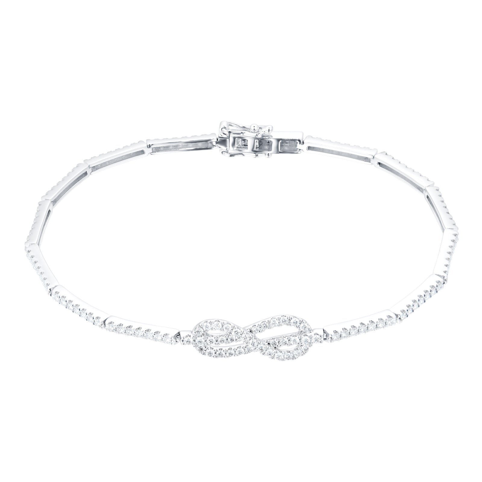 Goldsmiths 18ct White Gold 1.00cttw Diamond Knot Infinity Bracelet