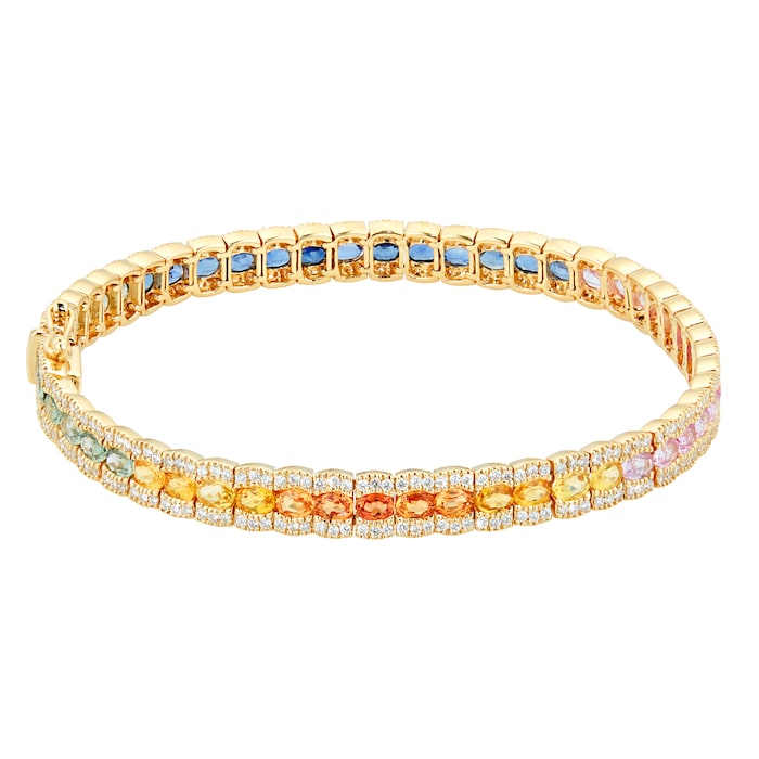 Mappin & Webb 18ct Yellow Gold Sapphire & Diamond Rainbow Bracelet