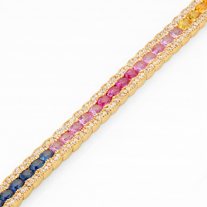 Mappin & Webb 18ct Yellow Gold Sapphire & Diamond Rainbow Bracelet