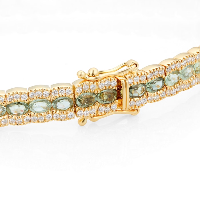 Mappin & Webb 18ct Yellow Gold Sapphire & Diamond Rainbow Bracelet