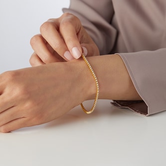 Goldsmiths 18ct Yellow Gold 1.00cttw Diamond Line Bracelet