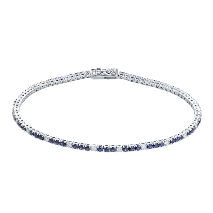 Goldsmiths 18ct White Gold Sapphire & Diamond Bracelet DEC0381BS ...