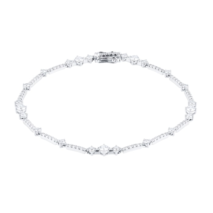 Goldsmiths 18ct White Gold 2.00cttw Diamond Linear Line Bracelet