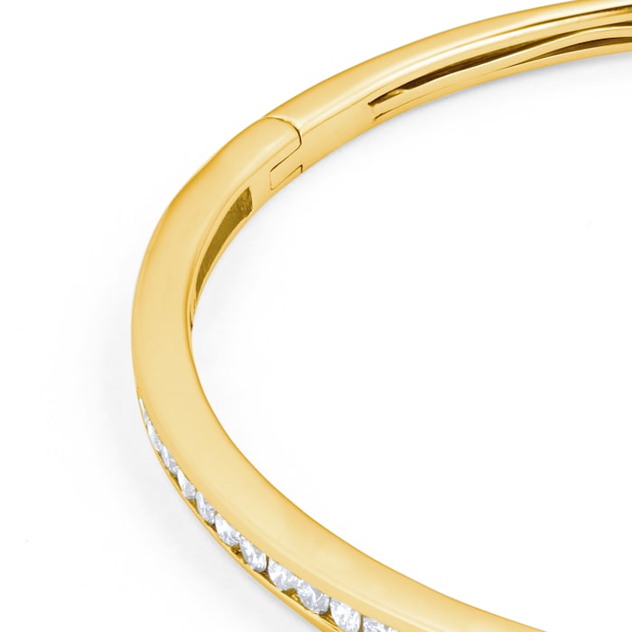 Goldsmiths 18ct Yellow Gold 1.00cttw Diamond Channel Set Bangle