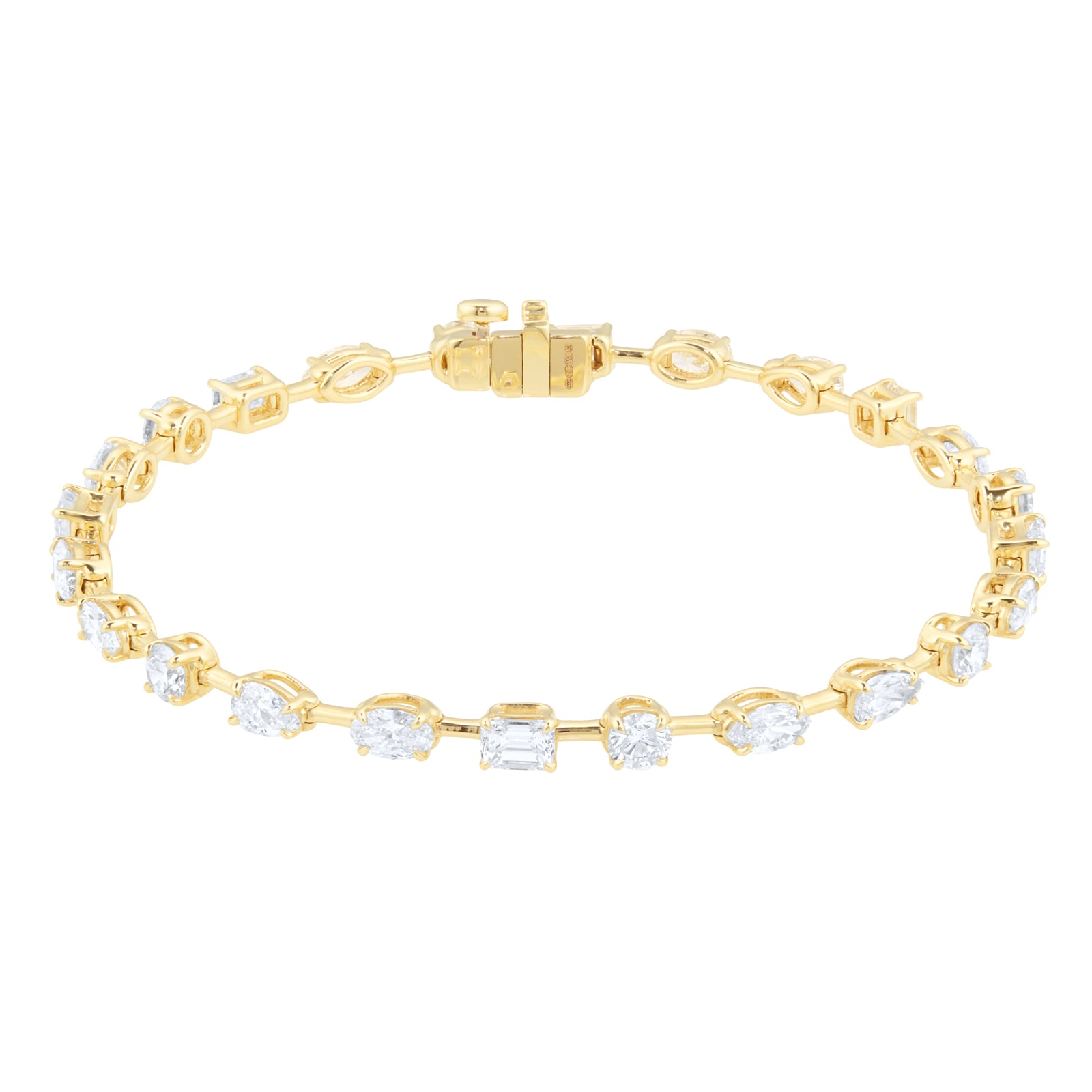 18ct Yellow Gold 5.87cttw Diamond Fancy Shape Bar Bracelet