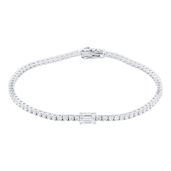 Mappin & Webb 18ct White Gold 2.60cttw Emerald Cut  Diamond Bracelet