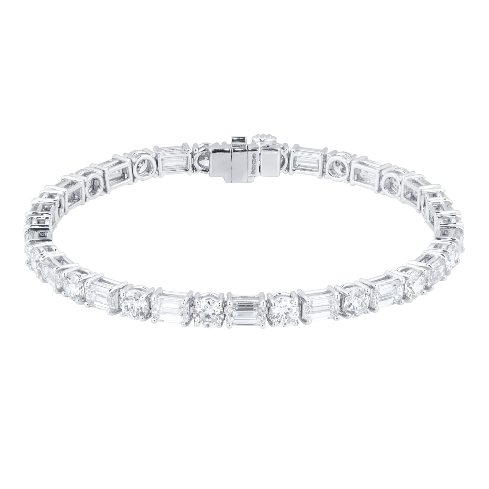 Mappin & Webb 18ct White Gold 11.60cttw Brilliant and Emerald Cut Diamond Line Bracelet Mappin & Webb 18ct White Gold 11.60cttw Brilliant and Emerald Cut Diamond Line Bracelet