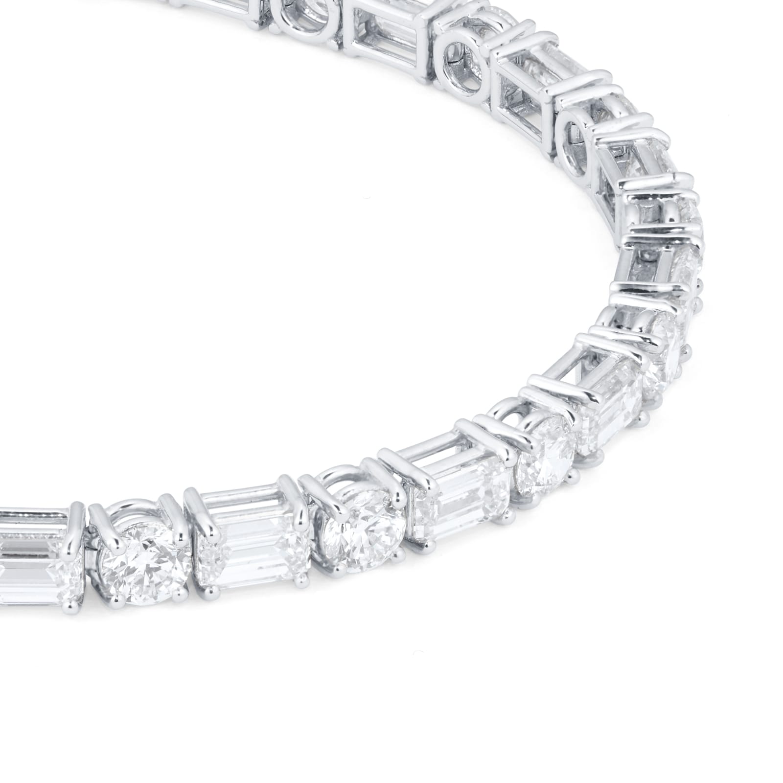 Mappin & Webb 18ct White Gold 11.60cttw Brilliant and Emerald Cut Diamond Line Bracelet Mappin & Webb 18ct White Gold 11.60cttw Brilliant and Emerald Cut Diamond Line Bracelet