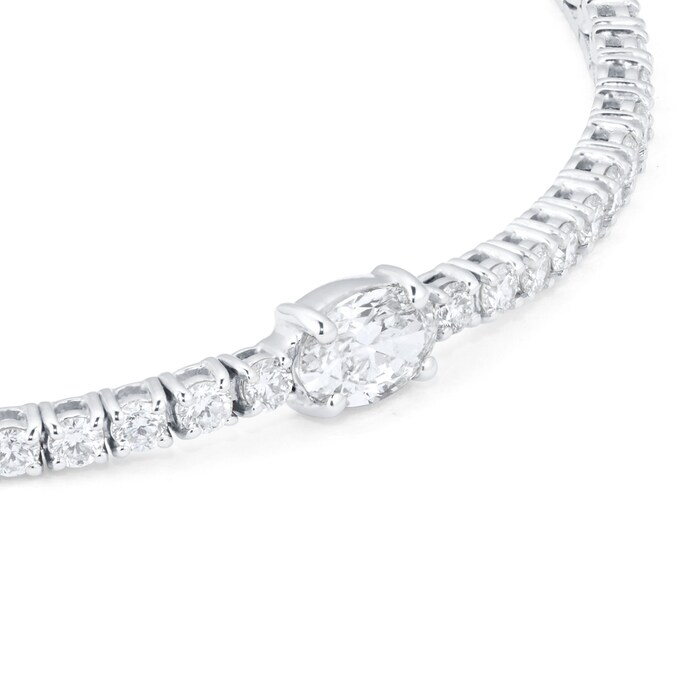 Mappin & Webb 18ct White Gold 2.90cttw Oval Cut Diamond Tennis Bracelet