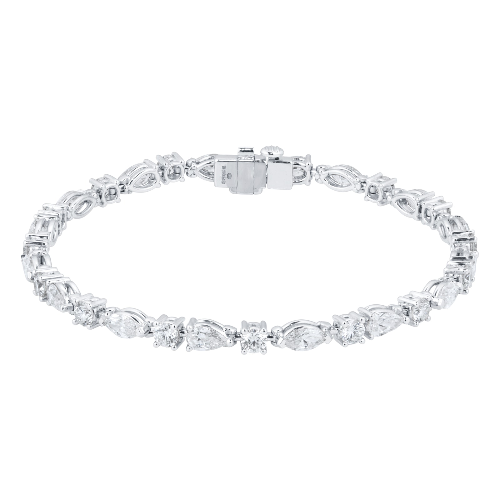 Mappin & Webb 18ct White Gold 5.69cttw Mixed Cut Diamond Line Bracelet ...