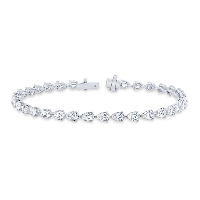 18ct White Gold 6.5cttw Pear Cut Full Diamond Line Bracelet