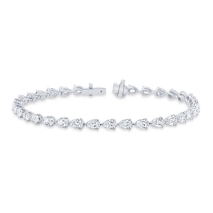 Mappin & Webb 18ct White Gold 6.5cttw Pear Cut Full Diamond Line Bracelet