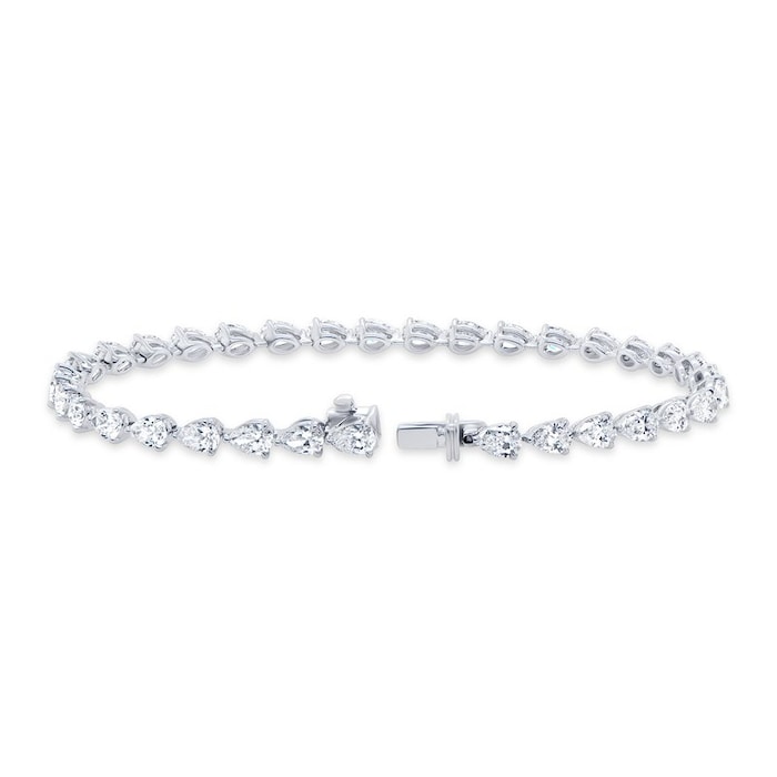 Mappin & Webb 18ct White Gold 6.5cttw Pear Cut Full Diamond Line Bracelet