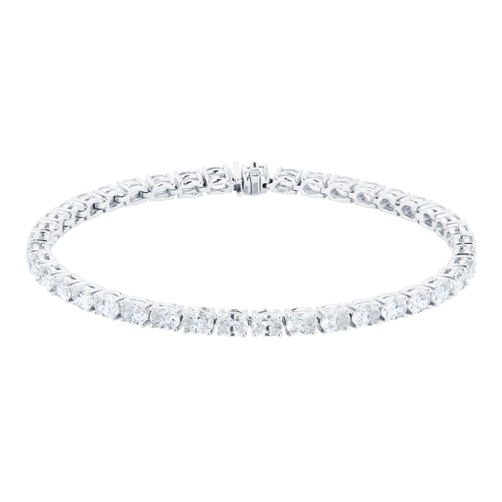 18ct White Gold 6cttw Oval Cut Diamond Full Line Bracelet image