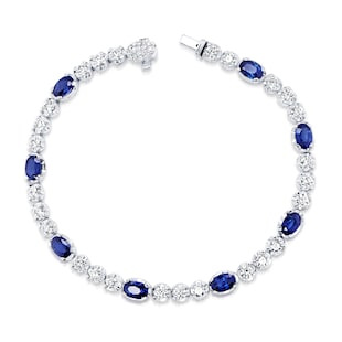 Mappin & Webb 18ct White Gold 2.88cttw Diamond & 4.71cttw Oval Cut Sapphire Bracelet