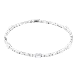 12111048 - 18ct White Gold 3.20ct Round & Emerald Cut Diamond Bracelet