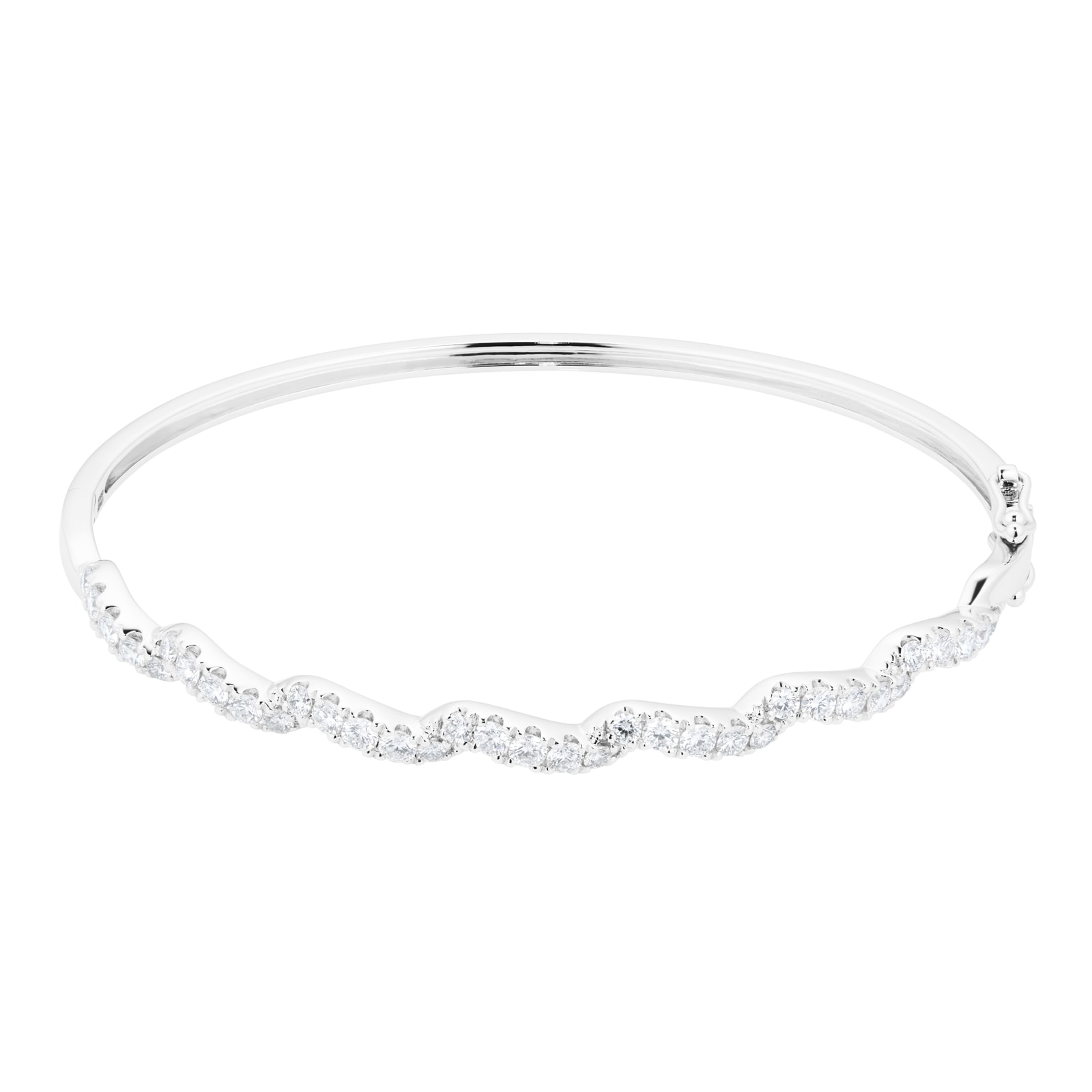 18ct White Gold 1.50cttw Diamond Twist Bangle