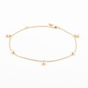 Goldsmiths 18ct Yellow Gold 0.20ct Bezel Diamond Bracelet