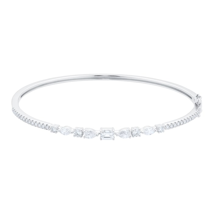 Goldsmiths 18ct White Gold 1.30cttw Diamond Mixed Cut Bangle