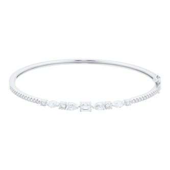 Goldsmiths 18ct White Gold 1.30cttw Diamond Mixed Cut Bangle Goldsmiths 18ct White Gold 1.30cttw Diamond Mixed Cut Bangle