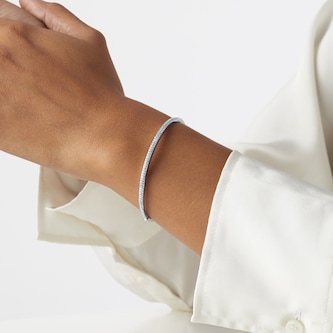 Goldsmiths 18ct White Gold 1.00cttw Diamond Double Row Bangle Goldsmiths 18ct White Gold 1.00cttw Diamond Double Row Bangle