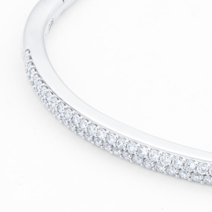 Goldsmiths 18ct White Gold 1.00cttw Diamond Double Row Bangle