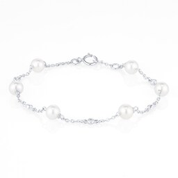 12111077 - 18ct White Gold 5-6mm AA+ Akoya & 0.10cttw Diamond Bracelet